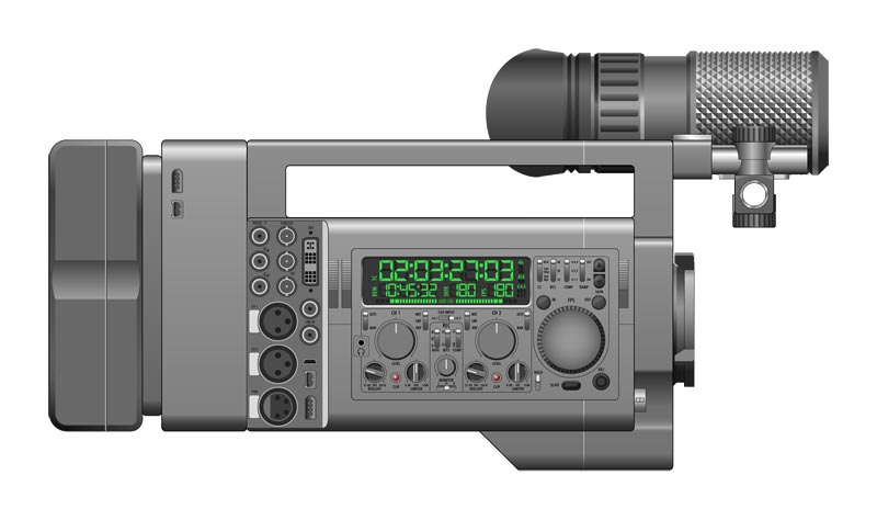 JVC Falcon, right side with controls Camera designed by Alexei Berteig for JVC, showing controls.